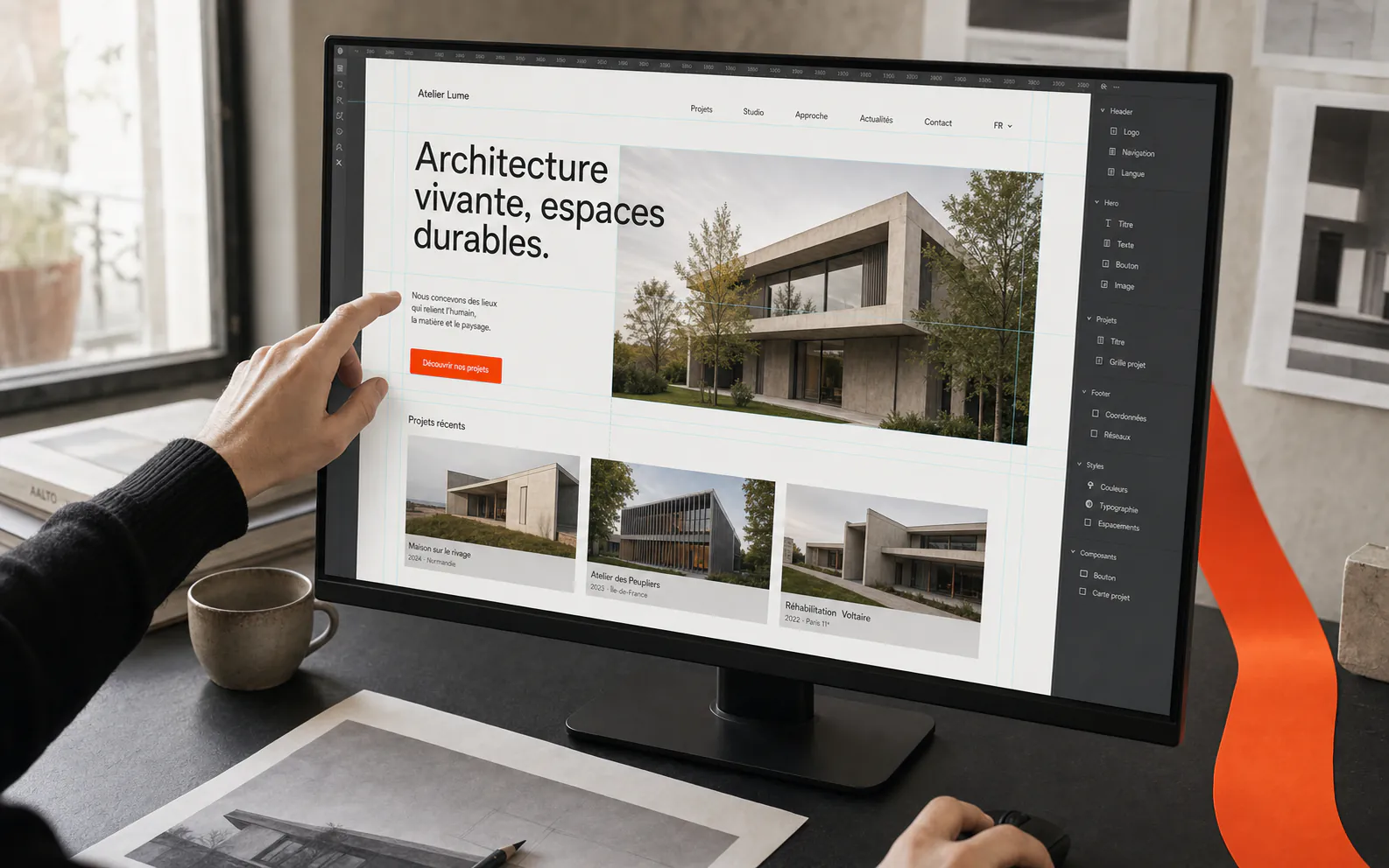 A digital experience being designed and built
